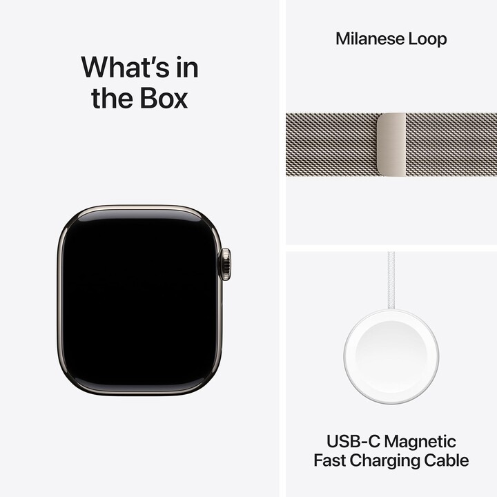 Apple Watch Series 11 GPS Cellular Cassa in titanio naturale da 46 mm con cinturino con passante in maglia milanese naturale M/L