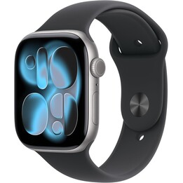Apple Watch Series 11 GPS Cellular 46mm Cassa in alluminio grigio spazio con banda sportiva nera - S/M