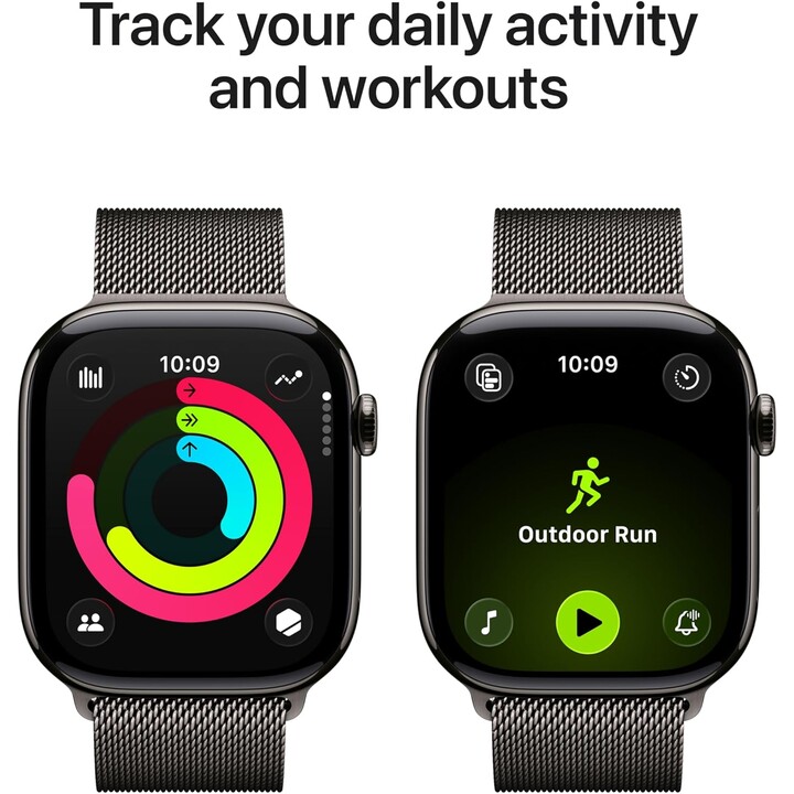 Apple Watch Series 11 GPS Cellular 46mm Caja de titanio color pizarra con pulsera Milanese Loop color pizarra - Talla M/L