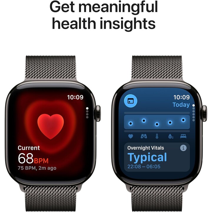 Apple Watch Series 11 GPS Cellular 46mm Caja de titanio color pizarra con pulsera Milanese Loop color pizarra - Talla M/L