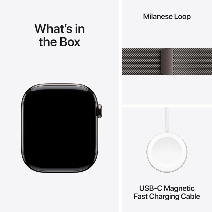 Apple Watch Series 11 GPS Cellular 46mm Caja de titanio color pizarra con pulsera Milanese Loop color pizarra - Talla M/L