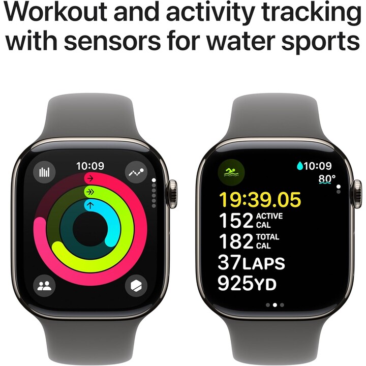 Apple Watch Series 11 GPS Cellular 46mm Caja de titanio natural con correa deportiva gris piedra S/M