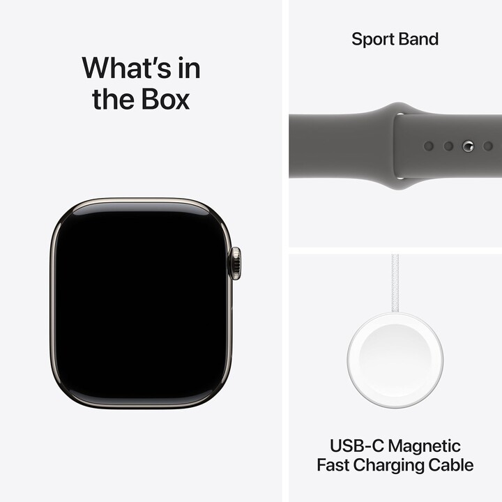 Apple Watch Series 11 GPS Cellular 46mm Caja de titanio natural con correa deportiva gris piedra S/M