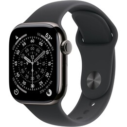 Apple Watch Series 11 GPS Cellular Caja de 42 mm en negro titanio y correa deportiva en negro pizarra - Talla S/M