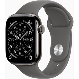 Apple Watch Series 11 GPS Cellular 42 mm Boîtier en titane naturel avec bracelet sport gris pierre S/M