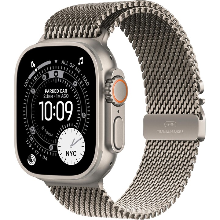 Apple Watch Ultra 3 GPS Cellular 49mm Caja de titanio natural y pulsera Milanese Loop - Talla S