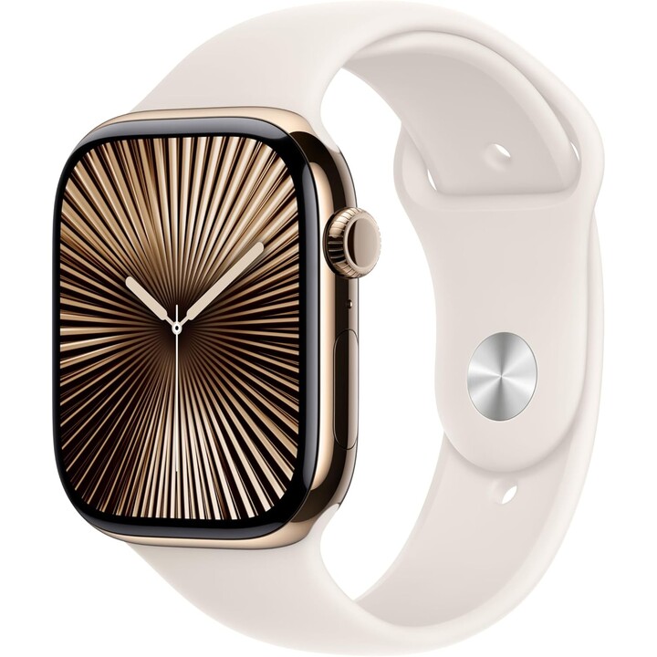 Apple Watch Series 11 GPS Cellular 46mm Cassa in titanio oro con fascia sportiva rosa blush M/L