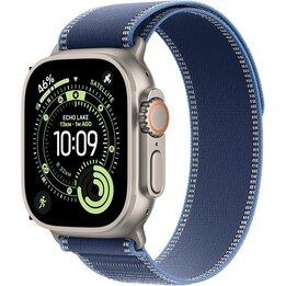 Apple Watch Ultra 3 GPS Cellular 49 mm Boîtier en Titane Naturel Bracelet Boucle Trail Bleu Vif - Taille S/M