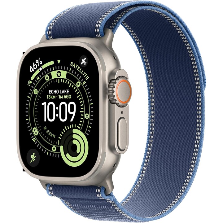 Apple Watch Ultra 3 GPS Cellular 49mm Natural Titanium Case Loop Strap Trail Bright Blue - Size S/M