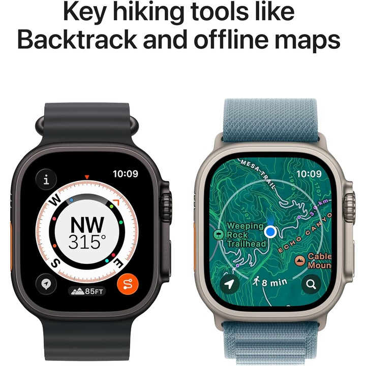 Apple Watch Ultra 3 GPS Cellular 49 mm, boîtier en titane naturel, bracelet boucle alpine bleu clair M