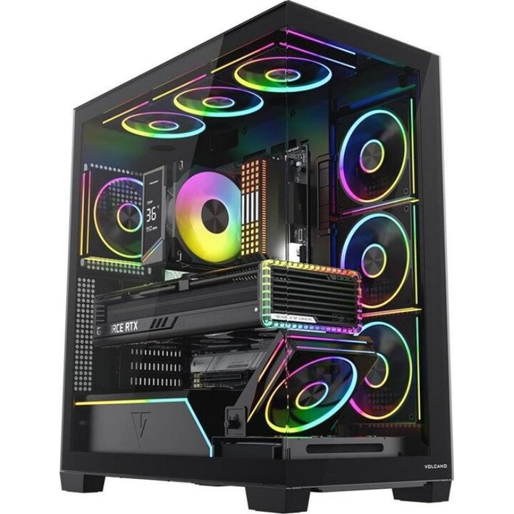 Gabinete para computador MODECOM VOLCANO STELLAR PLUS ARGB MIDI 8F, preto