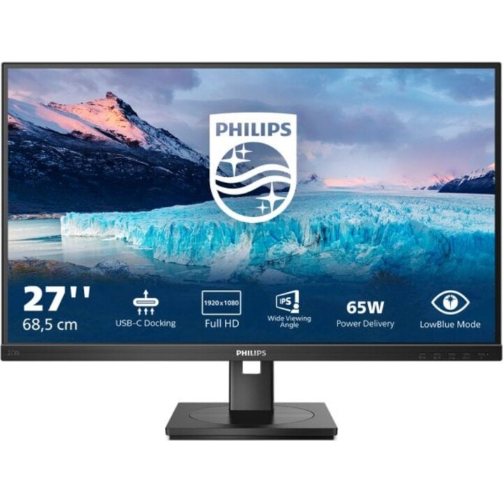 Moniteur Philips 273S1/00 27″ 1080p 75 Hz IPS USB-C LowBlue Haut-parleurs VESA Hauteur