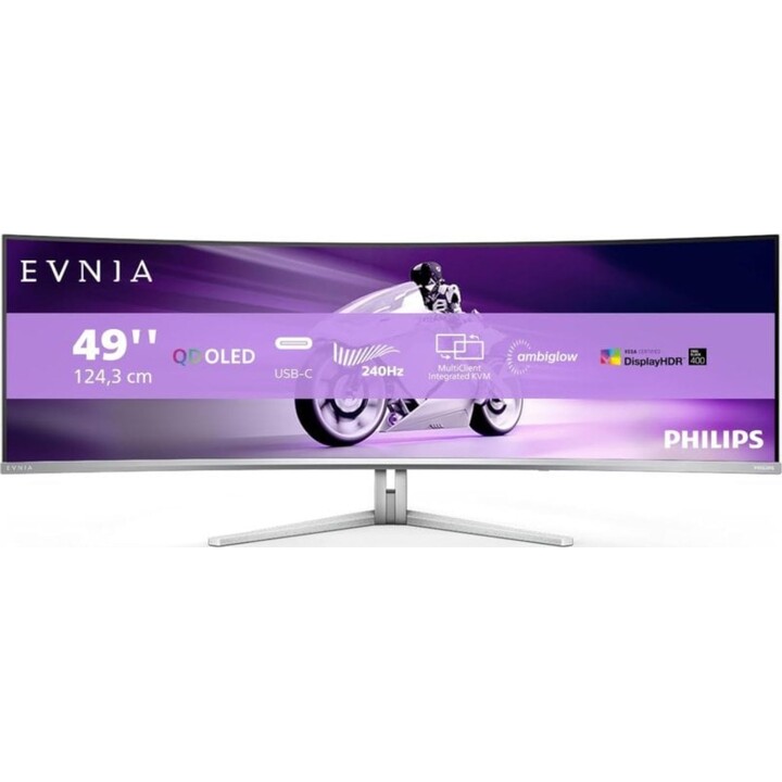 Monitor curvo Philips Evnia 49M2C8900 48,9" QD OLED doppio QHD 240Hz compatibile G-Sync