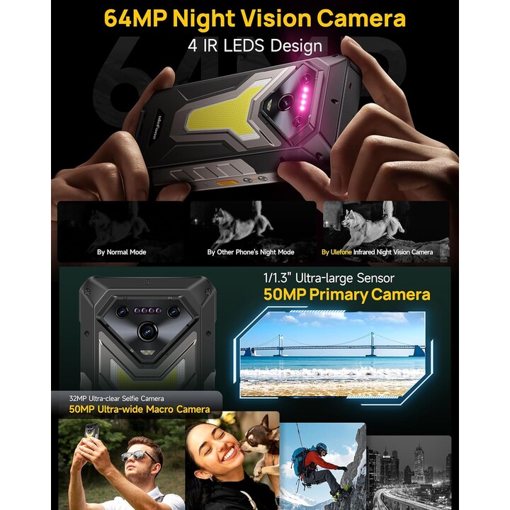 Ulefone Armor 34 Plus 5G, 16GB 512GB, 6,95 LCD IPS FHD+, 25500mAh, Dual Sim, Preto