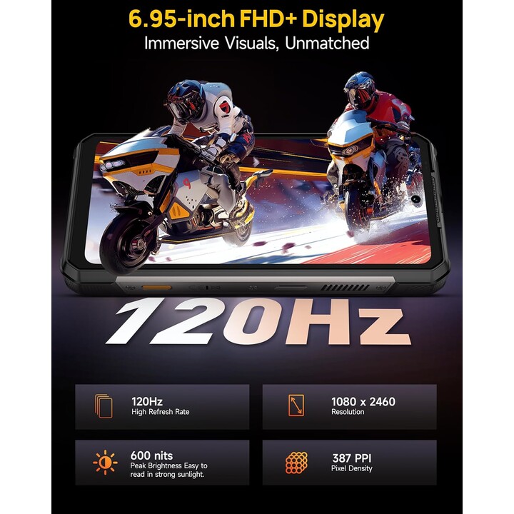 Ulefone Armor 34 Plus 5G, 16GB 512GB, 6,95 LCD IPS FHD+, 25500mAh, Dual Sim, Preto