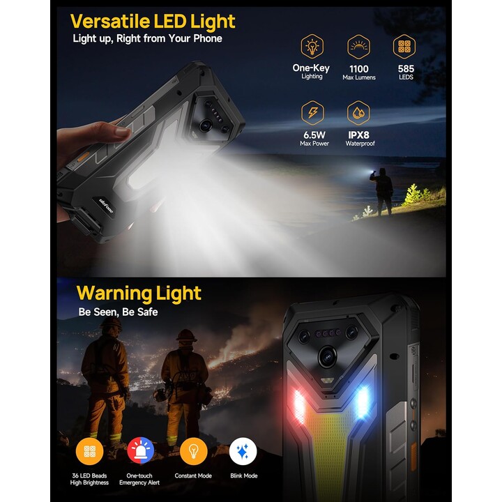 Ulefone Armor 34 Plus 5G, 16GB 512GB, 6,95 LCD IPS FHD+, 25500mAh, Dual Sim, Preto