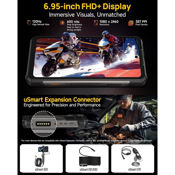 Ulefone Armor 34 Pro 5G, 16 GB 512 GB, 6,95 FHD+, 25500 mAh, Dual Sim, Schwarz