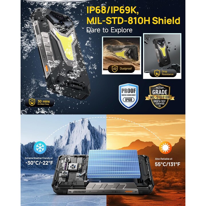 Ulefone Armor 34 Pro 5G, 16 GB 512 GB, 6,95 FHD+, 25500 mAh, Dual Sim, Schwarz