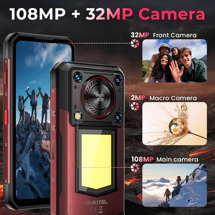 Oukitel WP56 5G, 8GB+256GB, display 6.8 FHD+, 16000mAh, fotocamera da 108MP, Android 15, NFC, Nero