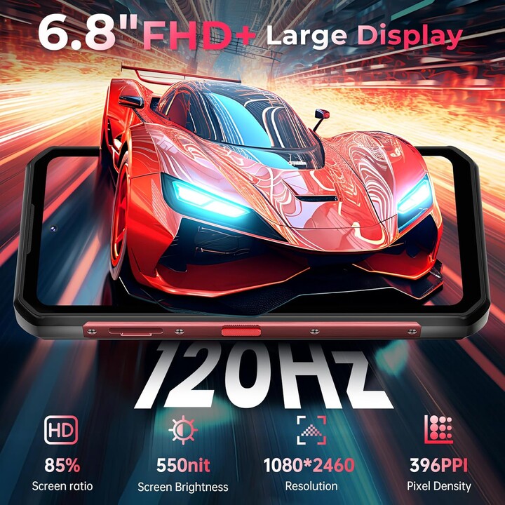 Oukitel WP56 5G, 8 GB + 256 GB, 6,8 FHD+ Display, 16000 mAh, 108 MP Kamera, Android 15, NFC, Schwarz