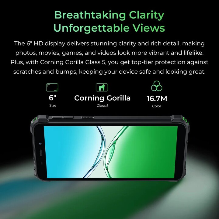 Oukitel G5, 4+12GB RAM, 64GB/TF 1TB, doppia luce da campeggio 900LM, 6 display, 6300mAh, 13MP, doppia SIM, arancione