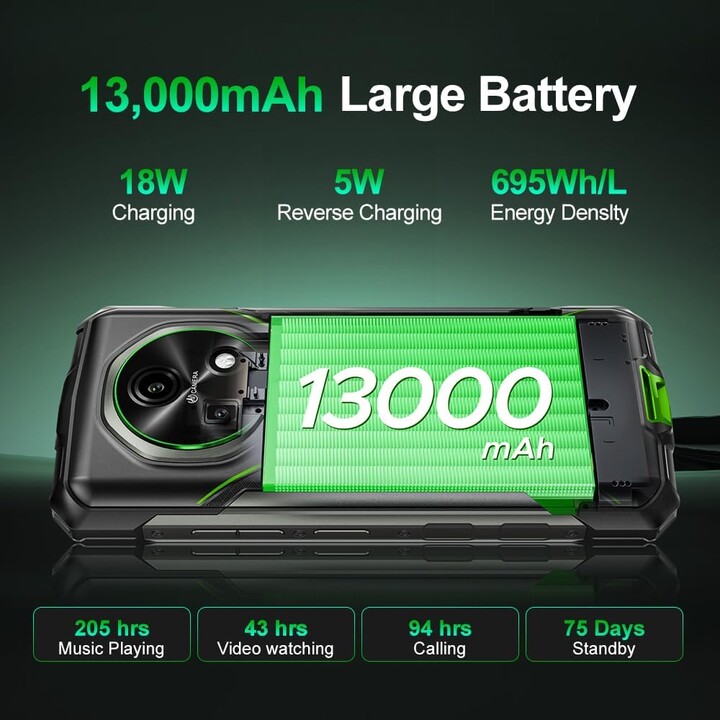 Doogee Fire 5 Pro, 4 Go 128 Go, 6,6 LCD IPS HD+, 13 000 mAh, double SIM, vert