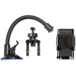 Kensington K39217EU - Auto-Telefonhalterung (verstellbare Seitenclips bis zu 2,75", flexibler Arm, großer Saugnapf), Schwarz
