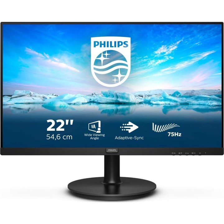 Philips 222V8LA Monitor 22" FHD, 75Hz, VA, 4 ms GtG, Adaptive Sync., Altavoces