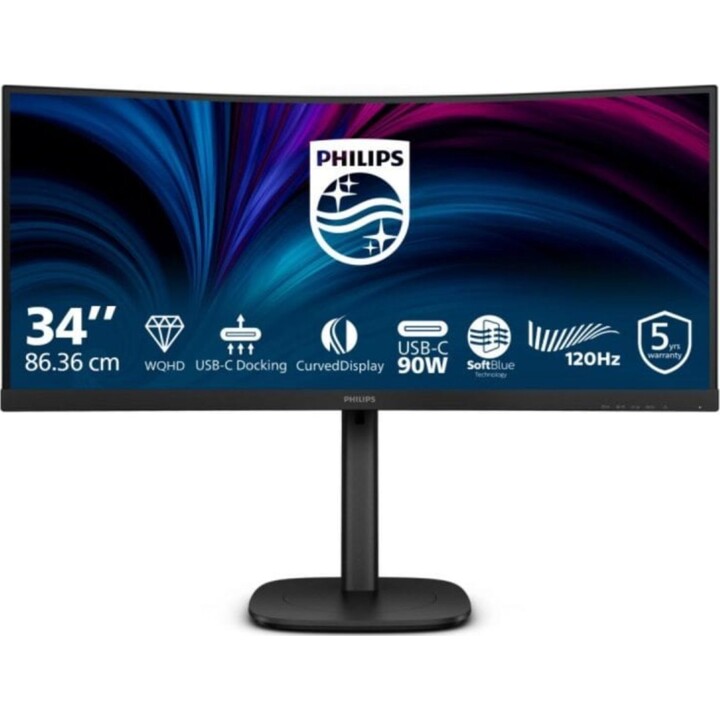 Monitor curvo Philips 34B2U3600C/00 34" UltraWide QHD 120Hz VA KVM USB-C Altavoces 4ms