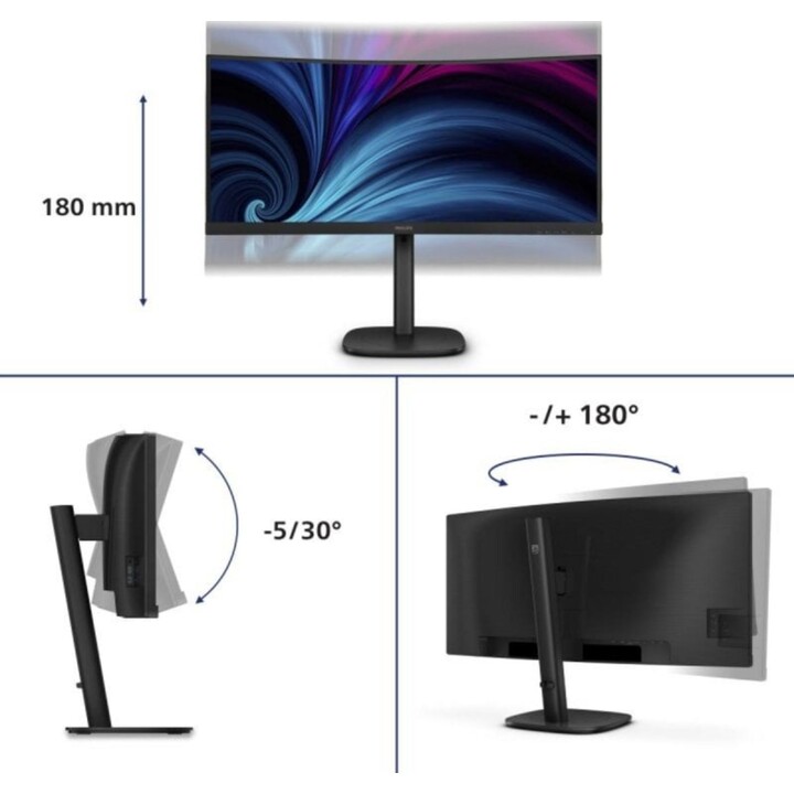 Monitor curvo Philips 34B2U3600C/00 34" UltraWide QHD 120Hz VA KVM USB-C Altavoces 4ms
