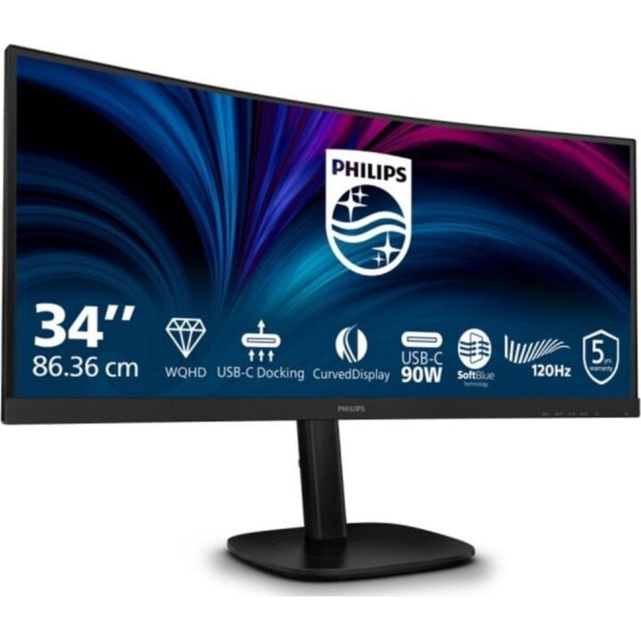 Monitor curvo Philips 34B2U3600C/00 34" UltraWide QHD 120Hz VA KVM USB-C Altavoces 4ms
