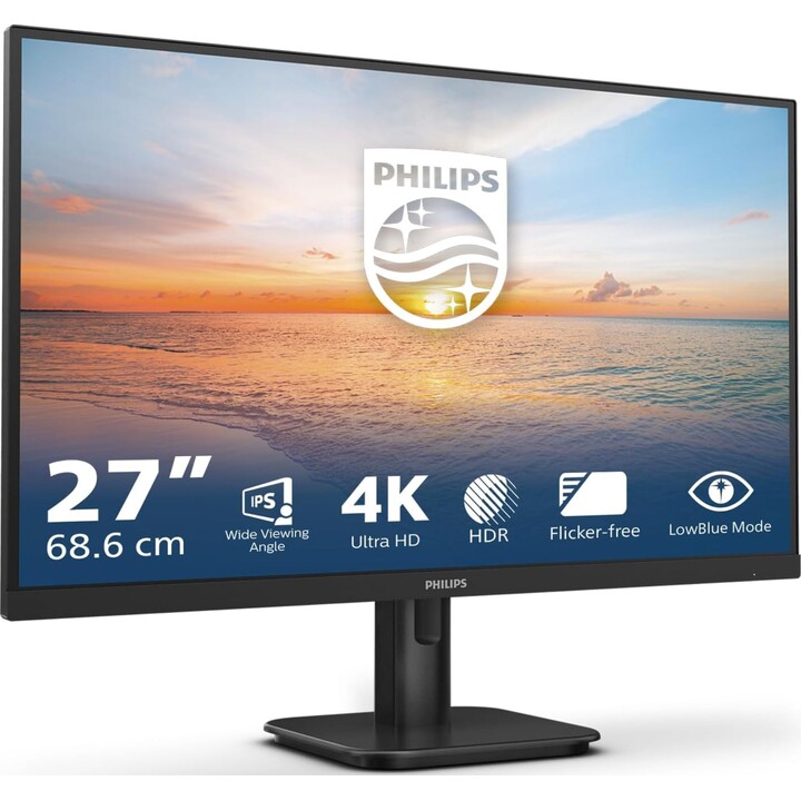 Philips 27E1N1800A Monitor 27" UHD, WLED, 60Hz, IPS, 4 ms GtG, HDR10, Adaptive Sync., Speakers