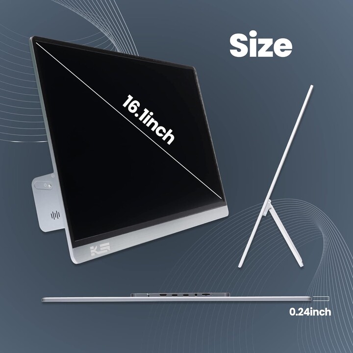 EKLEER 16" Portable LCD Display USB Type-C ink. Travel Pouch