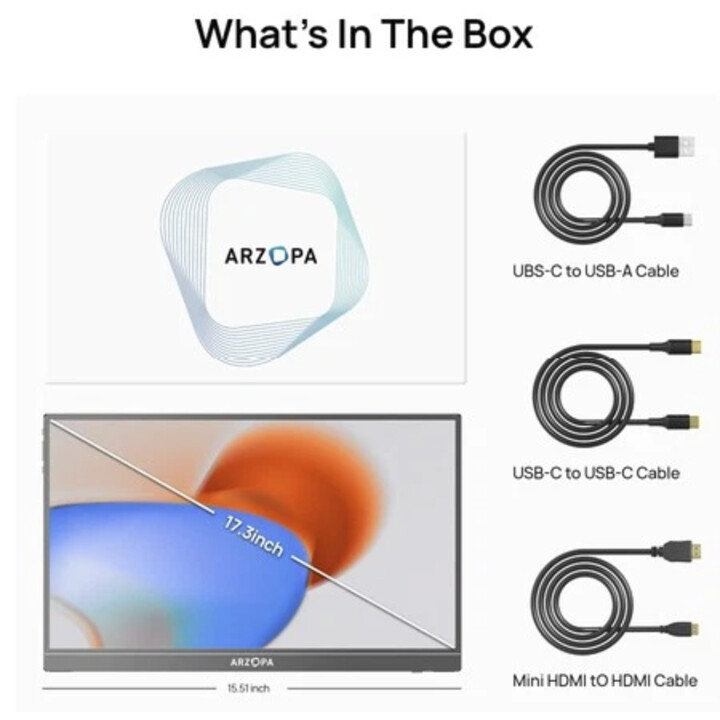 Monitor portátil Arzopa A1 M de 17,3 polegadas