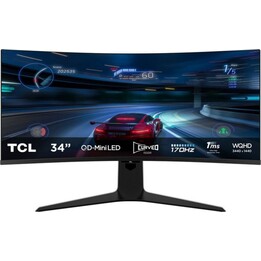Monitor curvo TCL 34R83Q 34" Ultra WQHD 170Hz Mini-LED QLED VA KVM USB-C 90W FreeSync G-Sync
