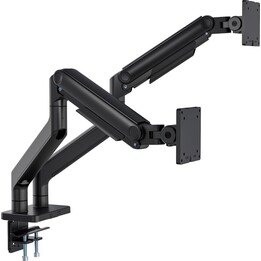 Soporte para monitor doble, 2x 45", 2x 20 kg Muelle mecánico, VESA: 75x75, 100x100, negro