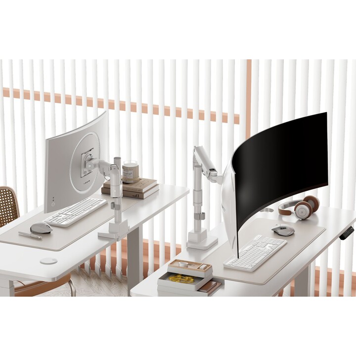 Support pour écran 57", 27 kg, ressort à gaz, VESA: 75x75, 100x100, blanc