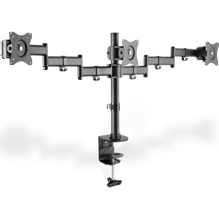 Supporto da tavolo per triplo monitor Digitus, 15-27", Nero, Carico massimo 3x8Kg, VESA Max 100x100