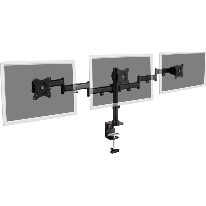 Supporto da tavolo per triplo monitor Digitus, 15-27", Nero, Carico massimo 3x8Kg, VESA Max 100x100