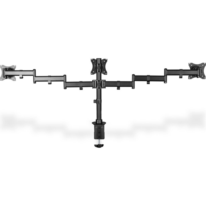 Supporto da tavolo per triplo monitor Digitus, 15-27", Nero, Carico massimo 3x8Kg, VESA Max 100x100