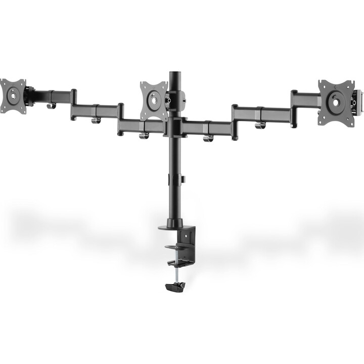 Supporto da tavolo per triplo monitor Digitus, 15-27", Nero, Carico massimo 3x8Kg, VESA Max 100x100