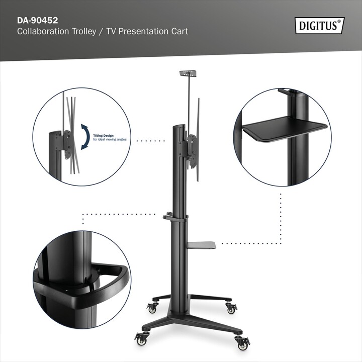 Digitus TV Trolley, 70-120", 140 kg max., black