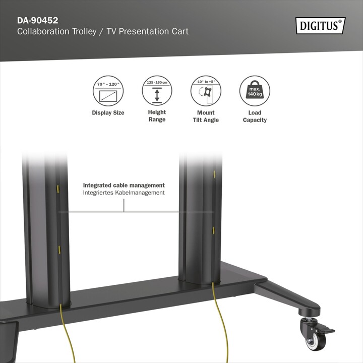 Digitus TV Trolley, 70-120", 140 kg max., black
