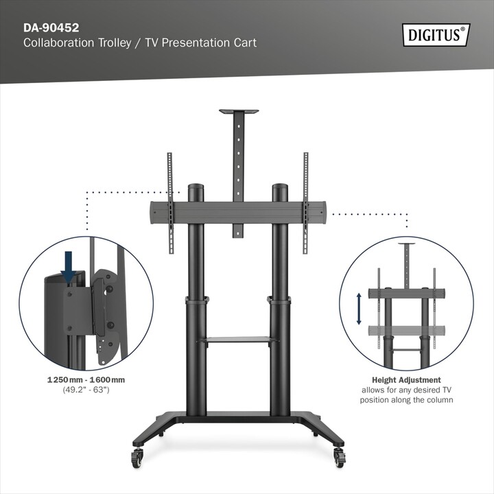 Digitus TV Trolley, 70-120", 140 kg max., black