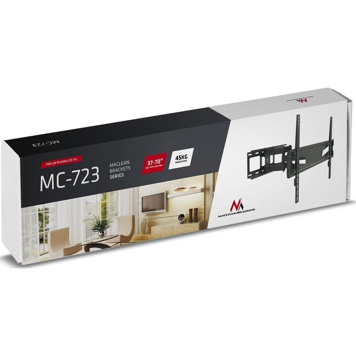 Suporte de parede Maclean MC-723 B para TVs LCD/LED/Plasma de 37-70", peso máximo de 99,2 libras
