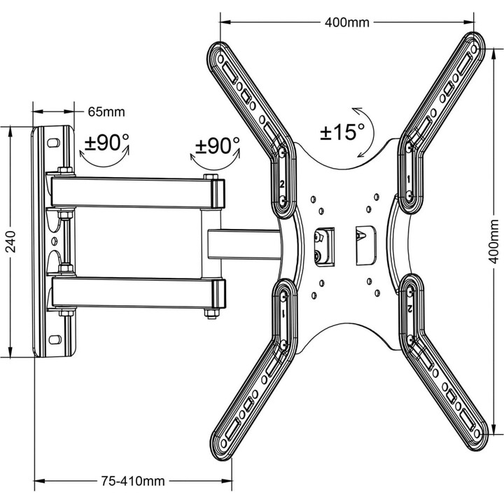 Maclean MC-759 Soporte de pared para monitor o pantalla LCD/LED TV 13-55" max 30kg