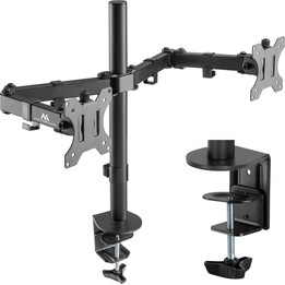 Maclean MC-884 Soporte para Monitor Doble, de 17 a 32", Giratorio, Inclinable, Altura Regulable