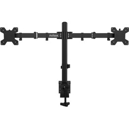 Supporto per braccio per doppio monitor Nilox per monitor fino a 32", peso massimo 8 kg, VESA 100x100/75x75, nero