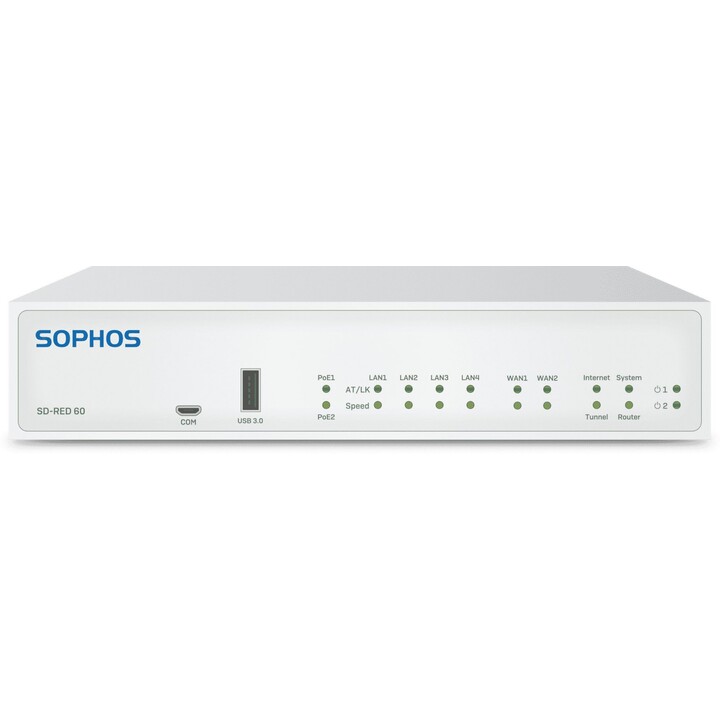 Sophos SD-RED 60 R60ZTCHEUK Gateway Filial de Firewall Profissional, design compacto para montagem em bastidor