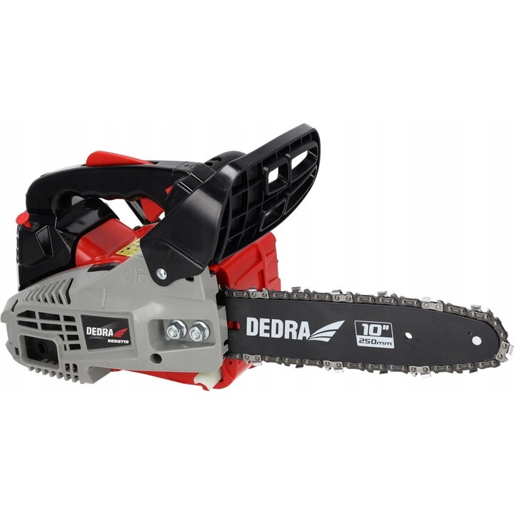 DEDRA DED8719 Motosega a benzina da 25 cm e 1,0 kW per potatura professionale, nero/rosso